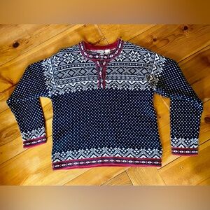 L.L. Bean Nordic Fair Isle Womens Medium Heavyweight 100% Cotton Sweater